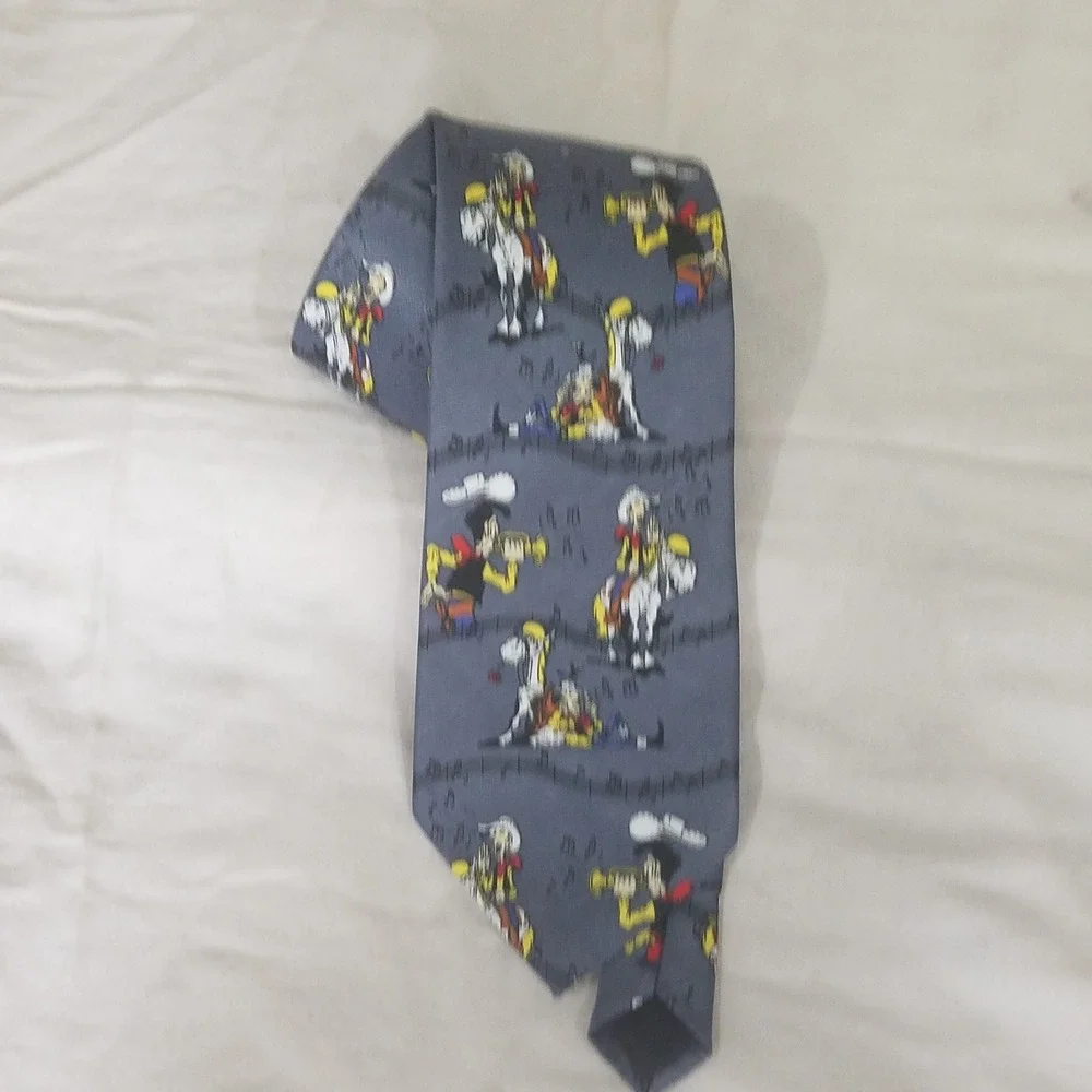 Lucky Luke Cartoon Necktie Mens OS Blue Excellent Cowboy Jolly Jumper Novelty